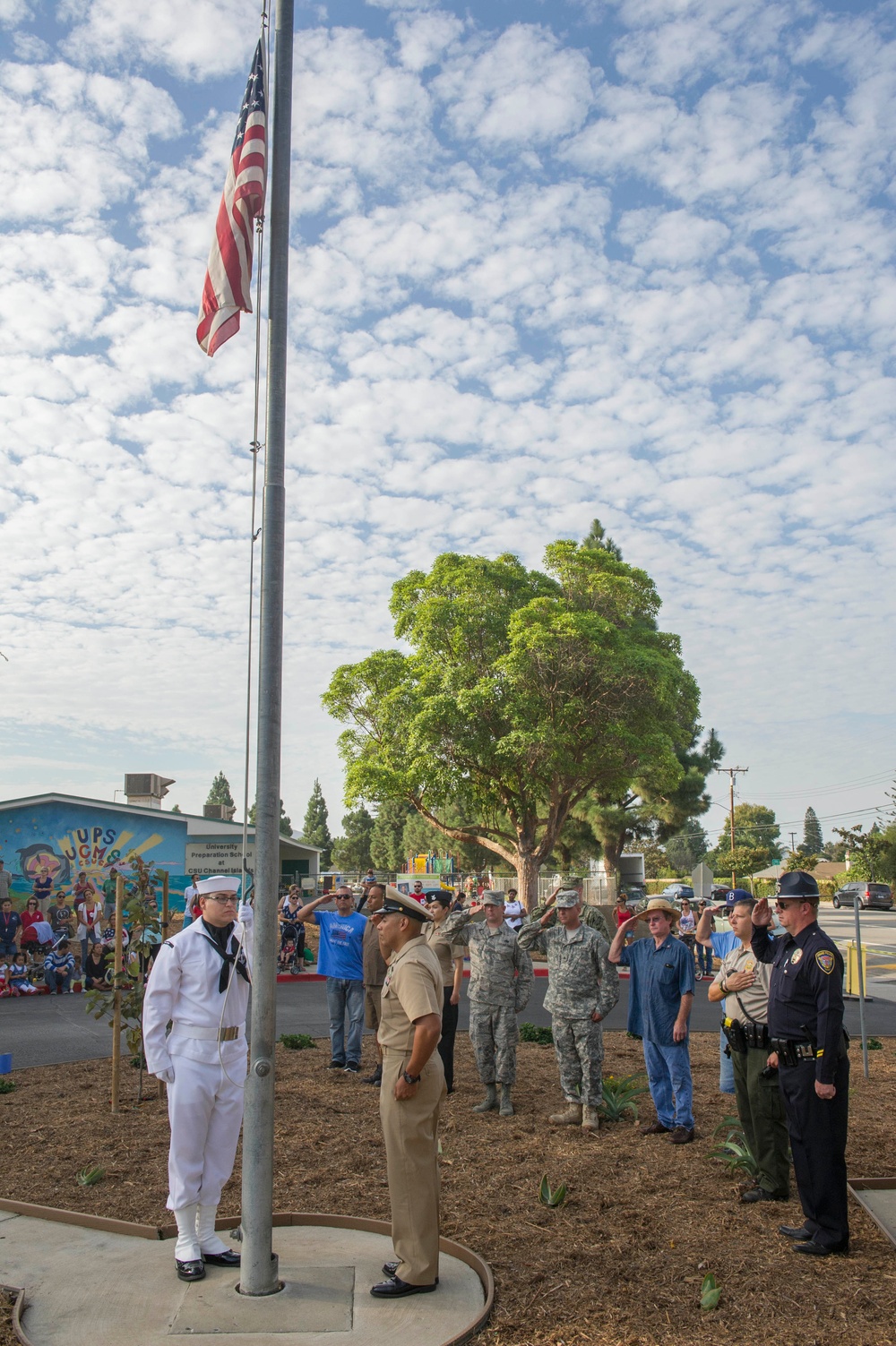 Seabees show the flag for Patriot Day