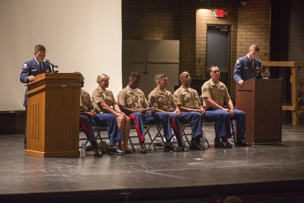 U.S. Marines visit Cactus High School Air Force JROTC Cadets during Marine Week Phoenix