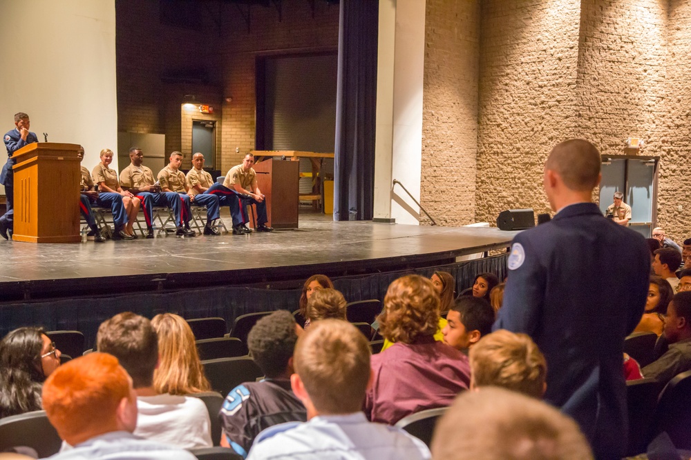 U.S. Marines visit Cactus High School Air Force JROTC Cadets during Marine Week Phoenix