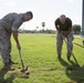 Marines participate in a community service project at David Crockett Elementary School