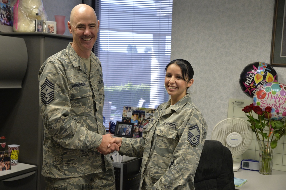 Command chief master sergeant, 1st Air Force visits 144th FW