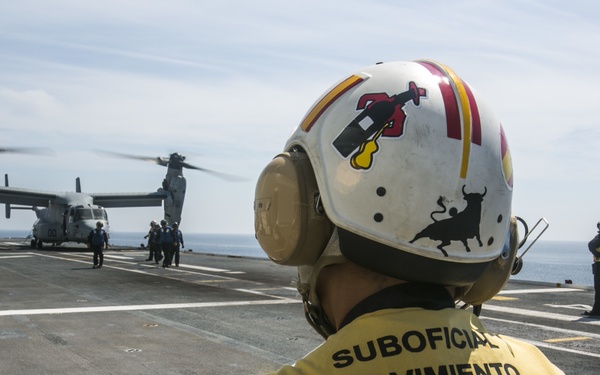 American Osprey lands on Spanish ship