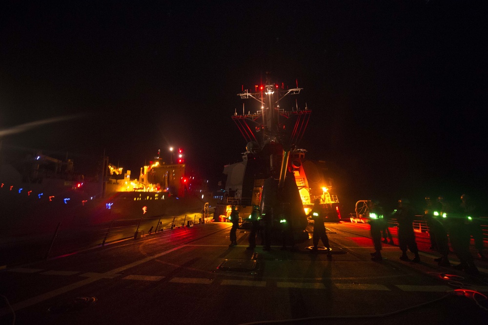 USS Carney sailors conduct replenishment at sea