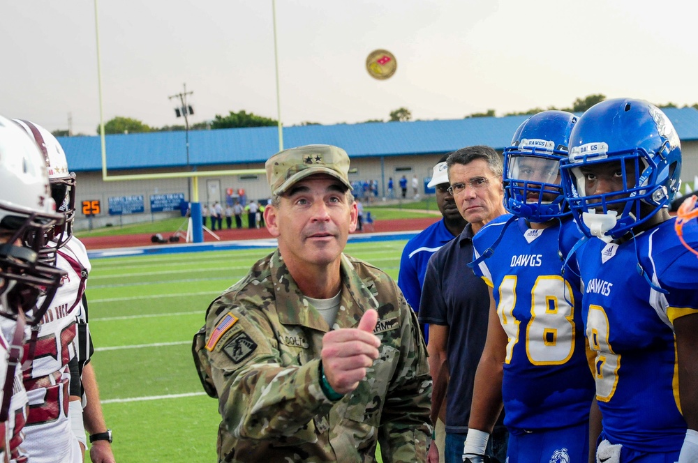 Division West commander attends Copperas Cove, Round Rock High football game