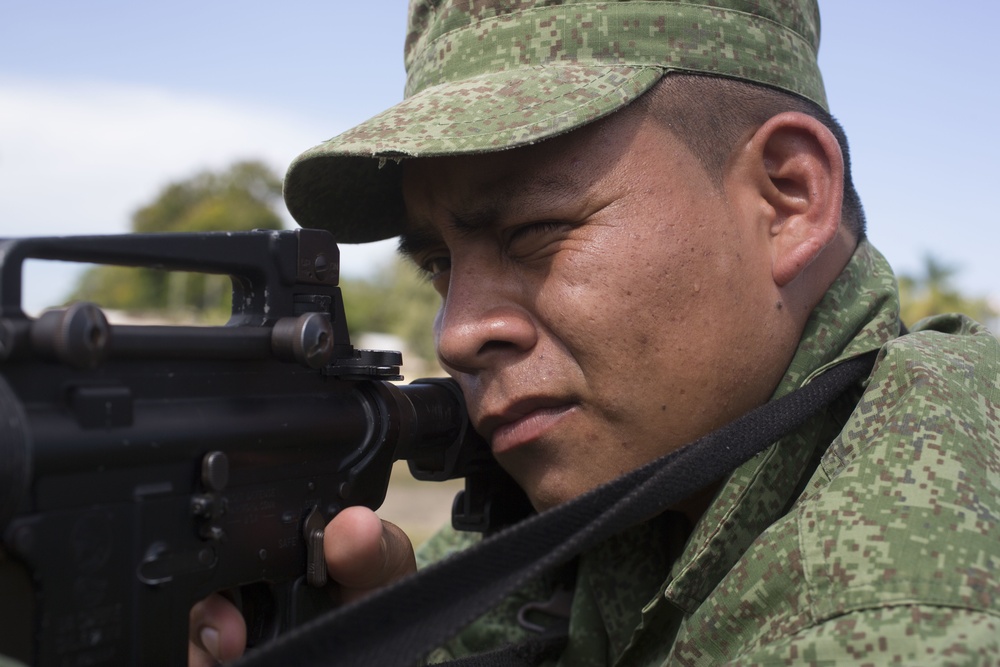 U.S. Marines instruct soldiers with Belize Defence Force in Rifle Marksmanship