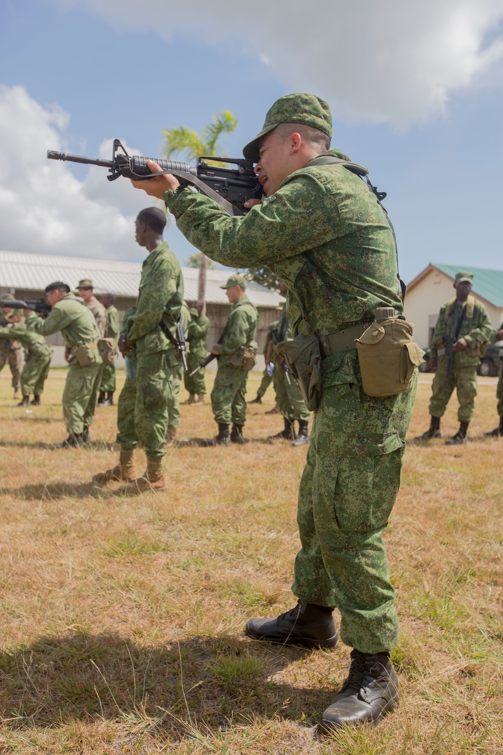 U.S. Marines instruct soldiers with Belize Defence Force in Combat Marksmanship