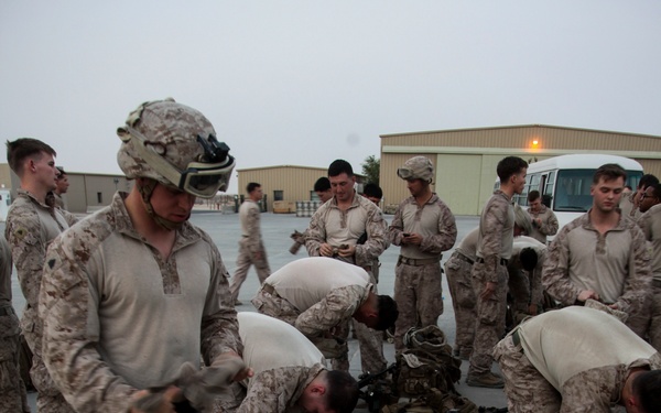 U.S. Marines fast rope from MV-22s in Southwest Asia