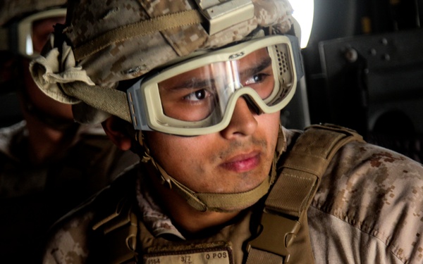 U.S. Marines fast rope from MV-22s in Southwest Asia