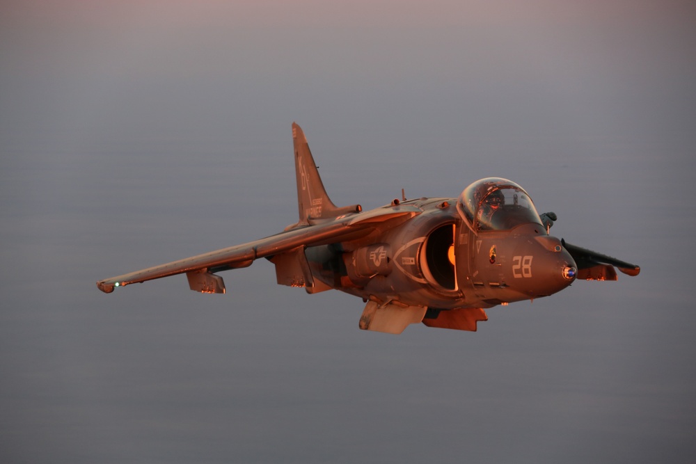 Cherry Point aircraft glide through setting skies