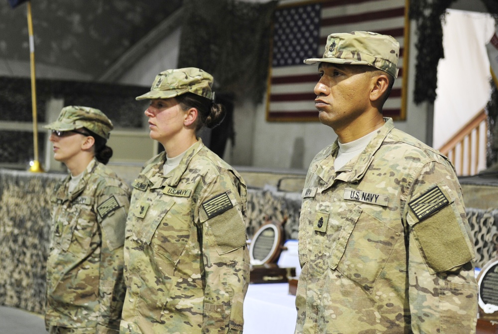 Afghanistan - US Navy chief pinning ceremony at Bagram Air Field