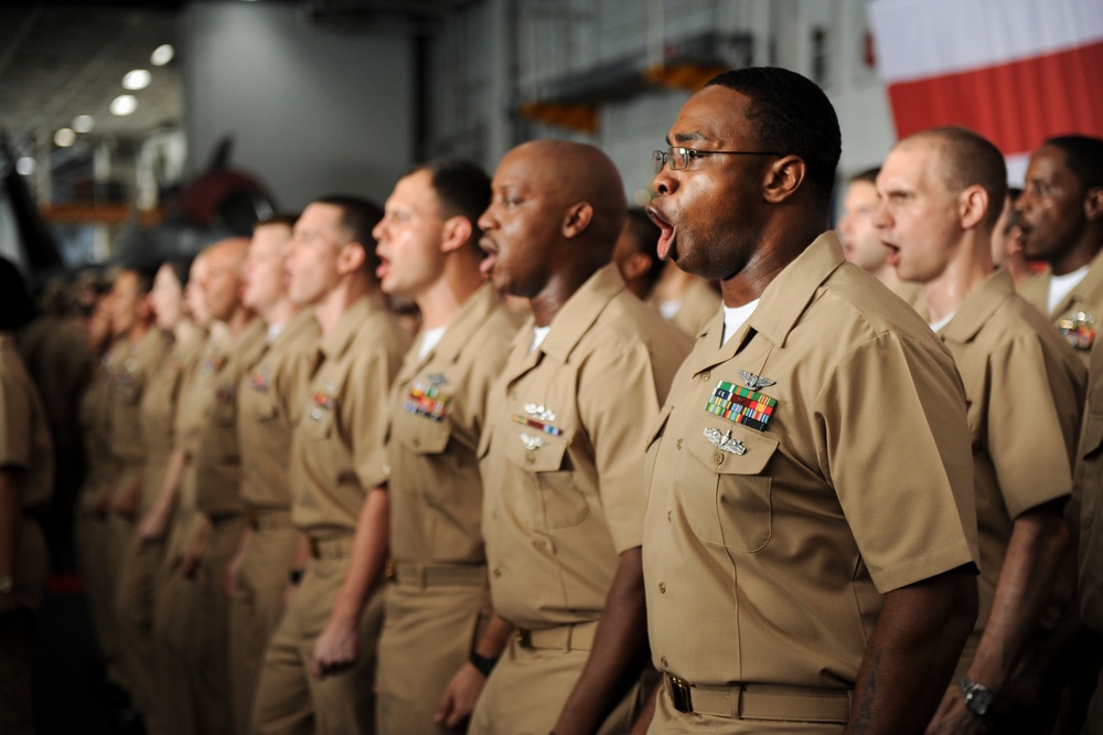 USS Theodore Roosevelt pinning ceremony