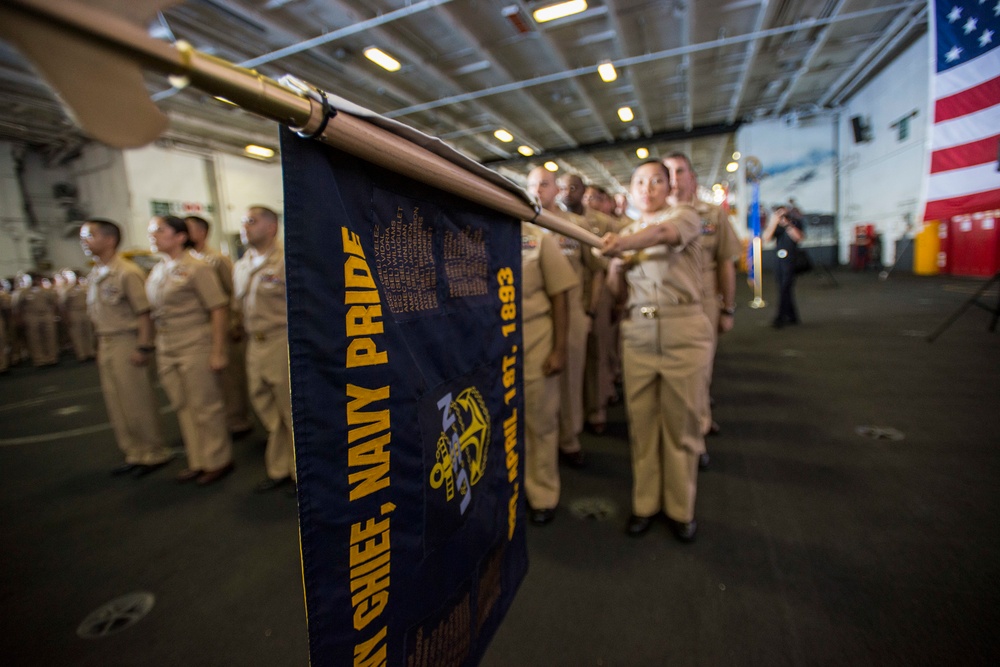 Forty-one new chiefs pinned aboard Ronald Reagan