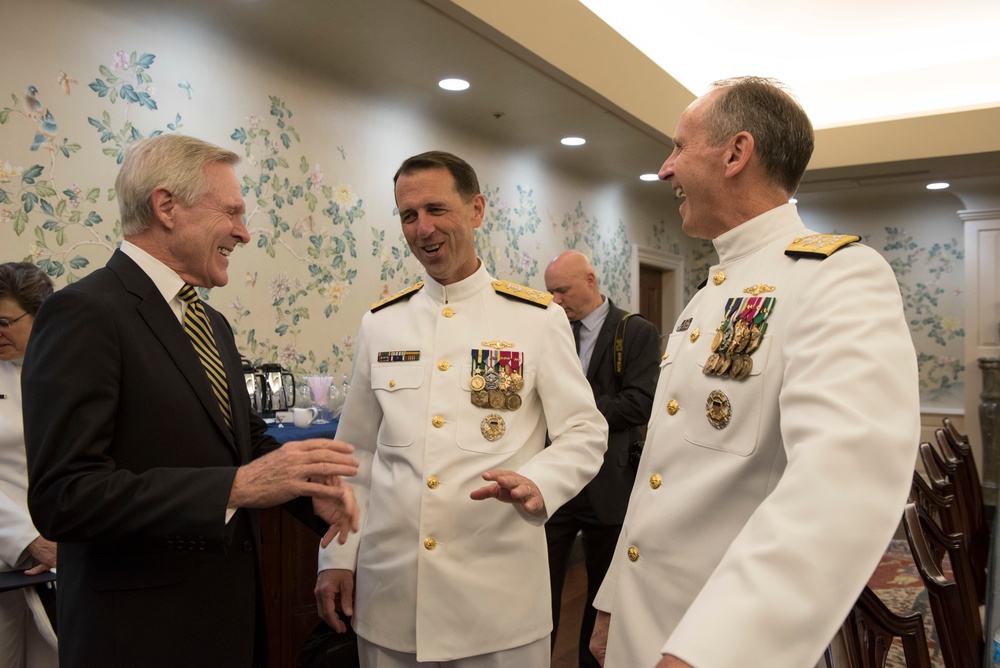 Chief of Naval Operations (CNO) Adm. Jonathan Greenert is relieved by Adm. John Richardson