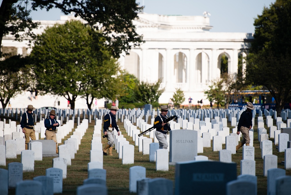 West Virginia Rough Riders lay a wreath at the Rough Riders Monument in Arlington National Cemetery
