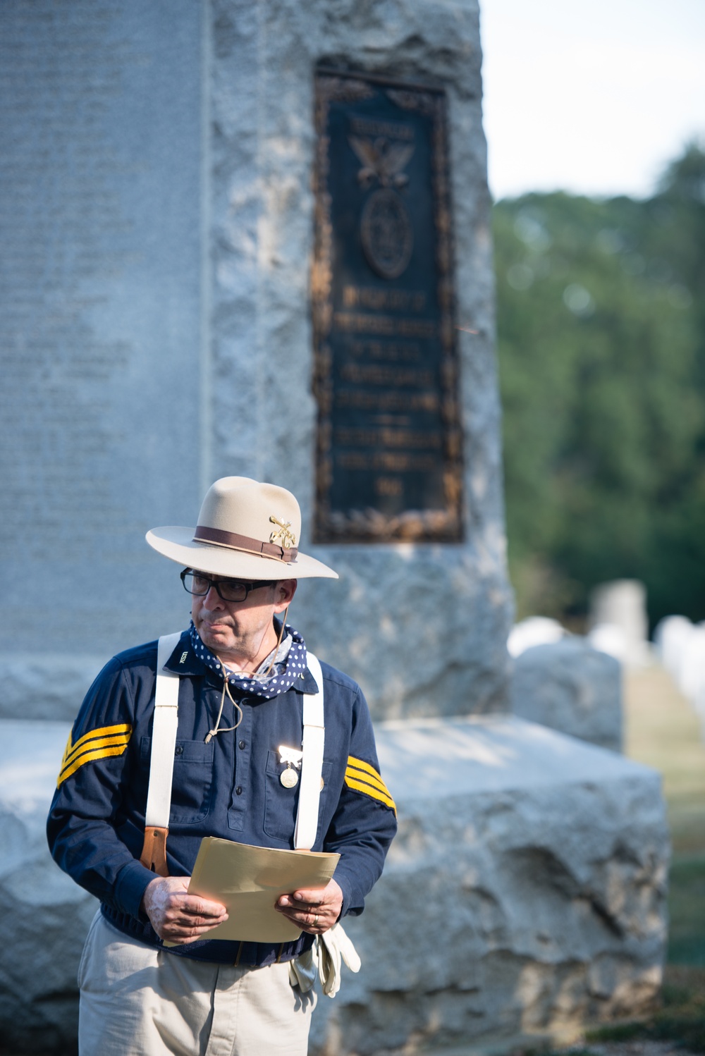 West Virginia Rough Riders lay a wreath at the Rough Riders Monument in Arlington National Cemetery