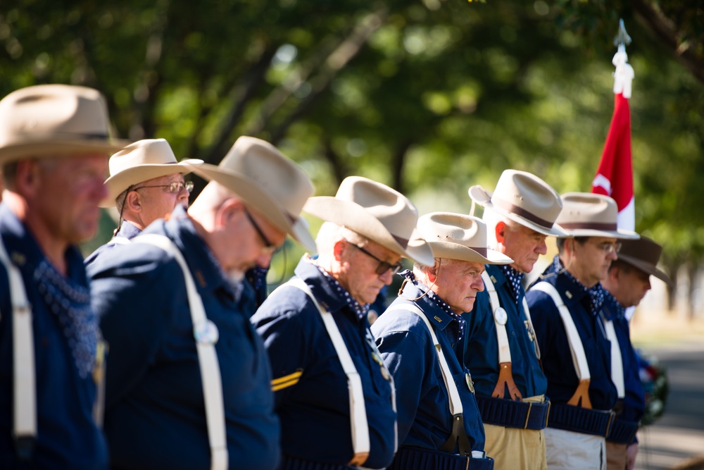 West Virginia Rough Riders lay a wreath at the Rough Riders Monument in Arlington National Cemetery