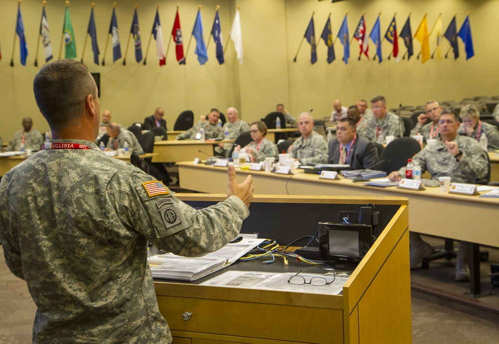 Maj. Gen. Mark McQueen briefing