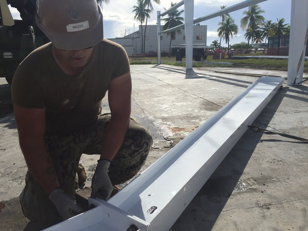 Kwajalein Atoll, NMCB 1 builds relationship with warehouse construction