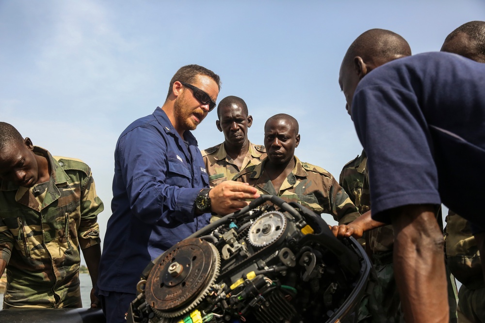 Partnership in action: U.S. Marines, Coast Guardsmen, Senegalese military refine small-boat skills