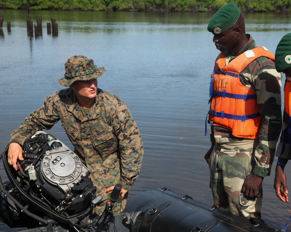 Partnership in action: U.S. Marines, Coast Guardsmen, Senegalese military refine small-boat skills