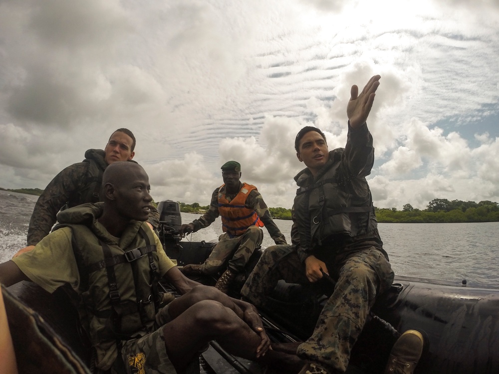 Partnership in action: U.S. Marines, Coast Guardsmen, Senegalese military refine small-boat skills