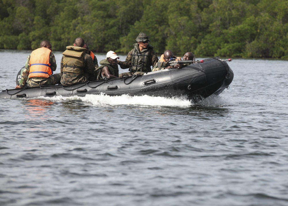 Partnership in action: U.S. Marines, Coast Guardsmen, Senegalese military refine small-boat skills