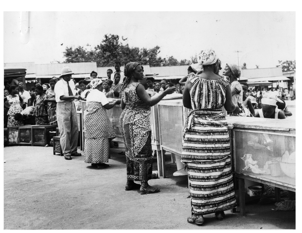 Local Housewives Buying Food from Protected Containers