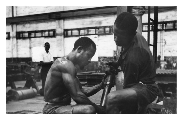 Men Repairing a Barge, Bamako, Mali