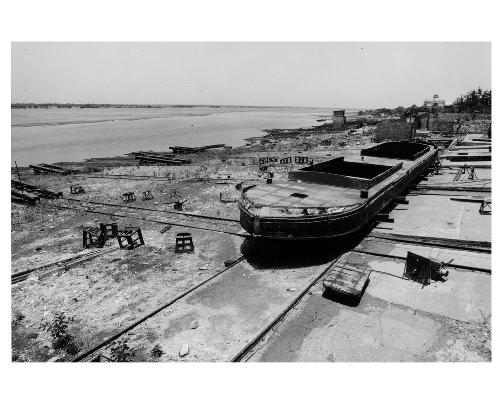 Dry Docked Barge Being Prepared for Niger River Traffic