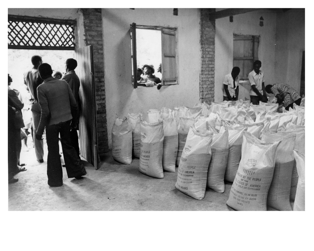 Warehouse at the College de Rubengera Stocked with USAID-Donated Rice