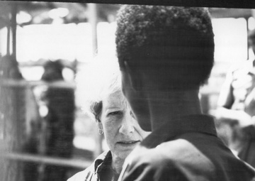 Sen. Nancy Kassebaum Talking to a Somalian in Feeding Camps in Kenya