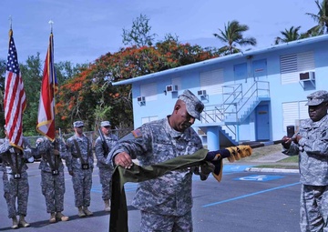 Tiger Battalion cases its colors