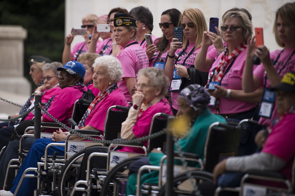 All-female veteran honor flight visits Arlington National Cemetery and Women in Military Service for America Memorial