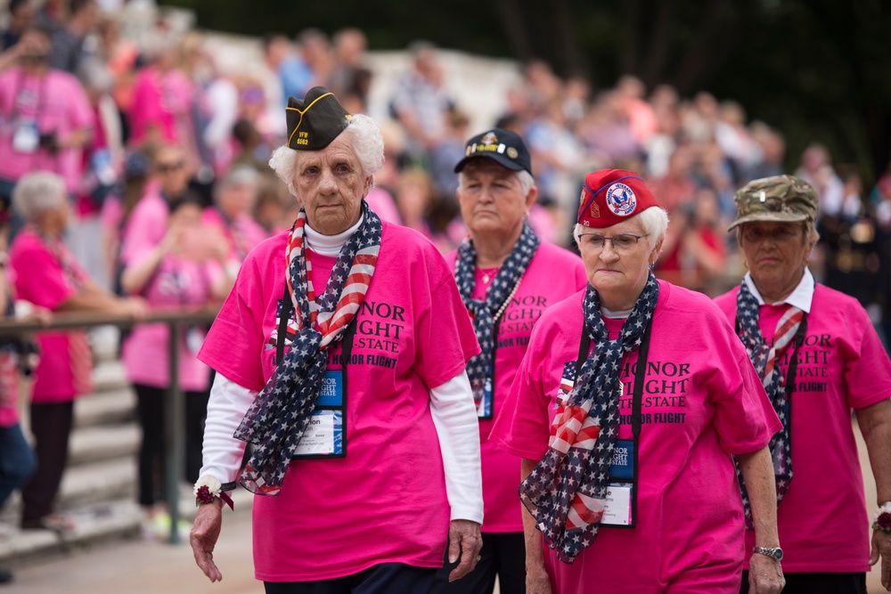 All-female veteran honor flight visits Arlington National Cemetery and Women in Military Service for America Memorial