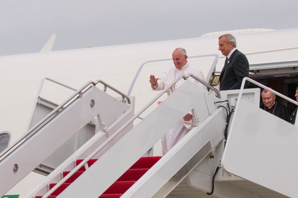 Pope Francis arrives at Joint Base Andrews