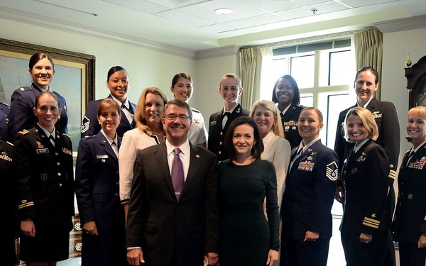 Secretary of defense and Facebook COO 'lean in'