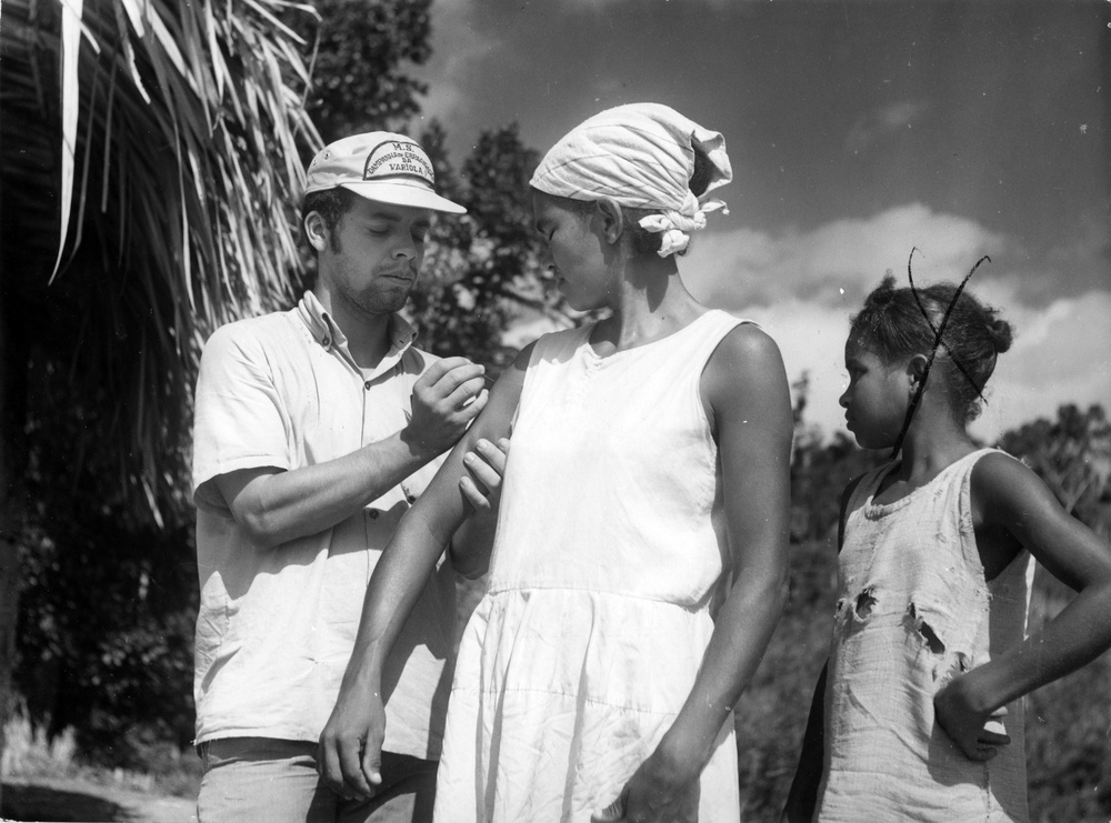 Woman and Daughter Being Vaccinated Against Smallpox - Brazil