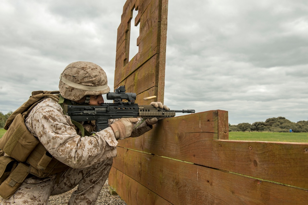 The US Marine Corps Shooting Team competes in Royal Marines Operational Shooting Competition