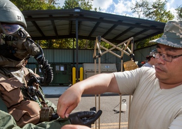 Airmen train in Aircrew Contamination Control Area