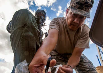 Airmen train in Aircrew Contamination Control Area