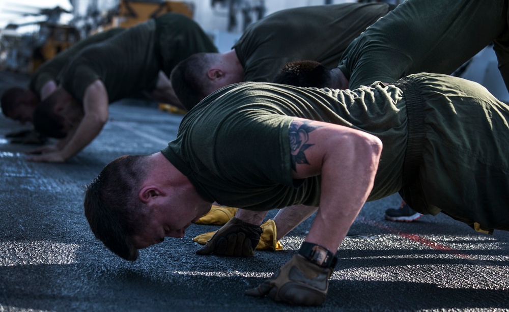 NCOs lead the way, exercise on ship