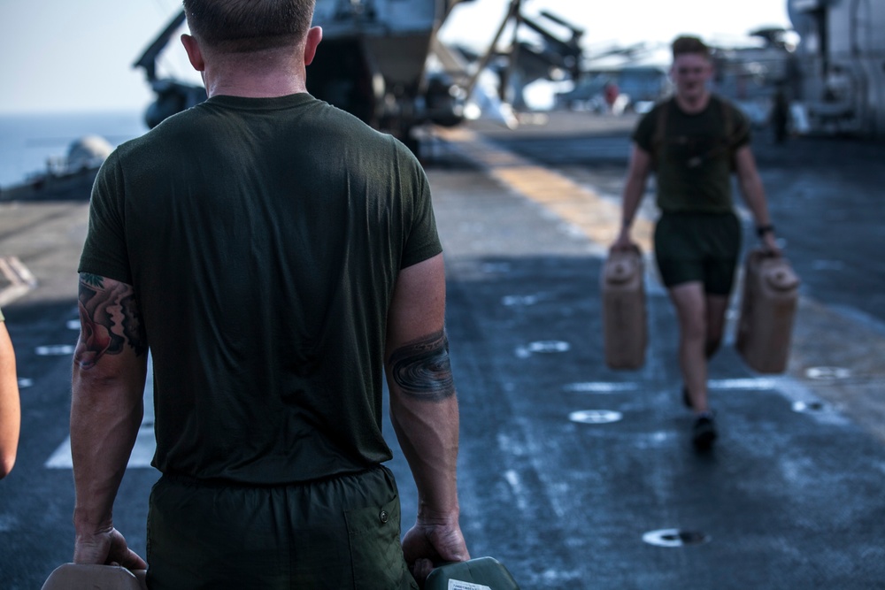 NCOs lead the way, exercise on ship