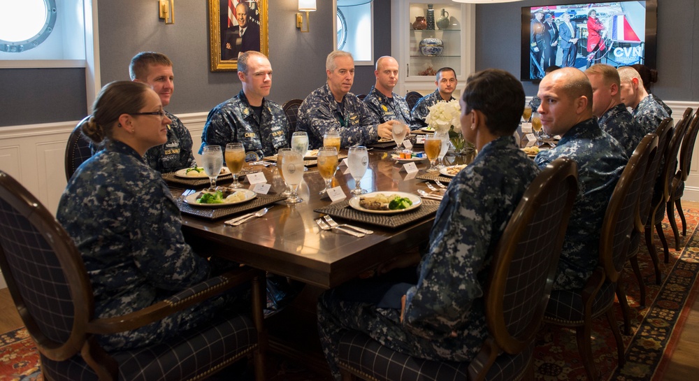 Pre-Commissioning Unit Gerald R. Ford CO hosts newly promoted chiefs