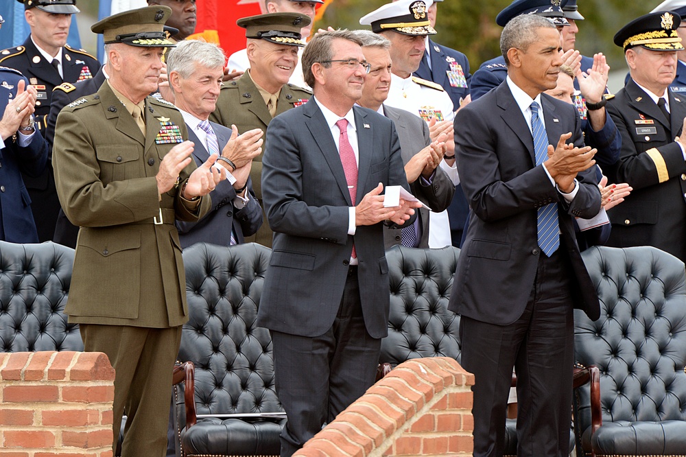 POTUS, SD and CJCS applaud the outgoing CJCS