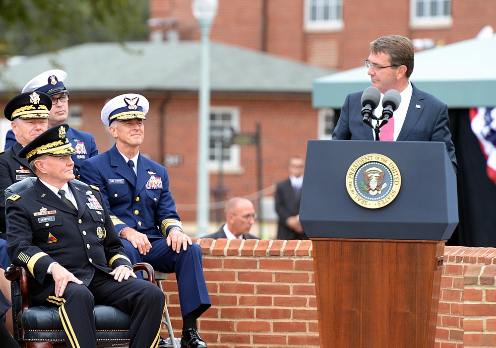 Secretary of defense delivers remarks during change of responsibility ceremony