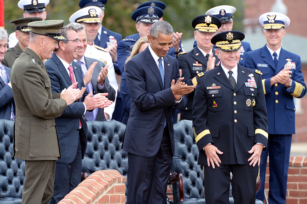 POTUS, SD and new CJCS applaud the outgoing CJCS