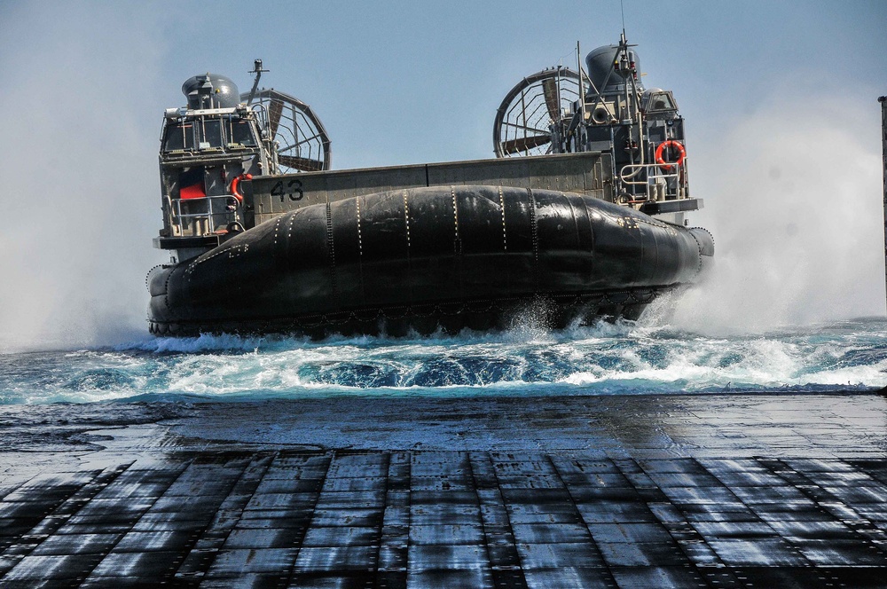 LCAC enters USS New Orleans well deck