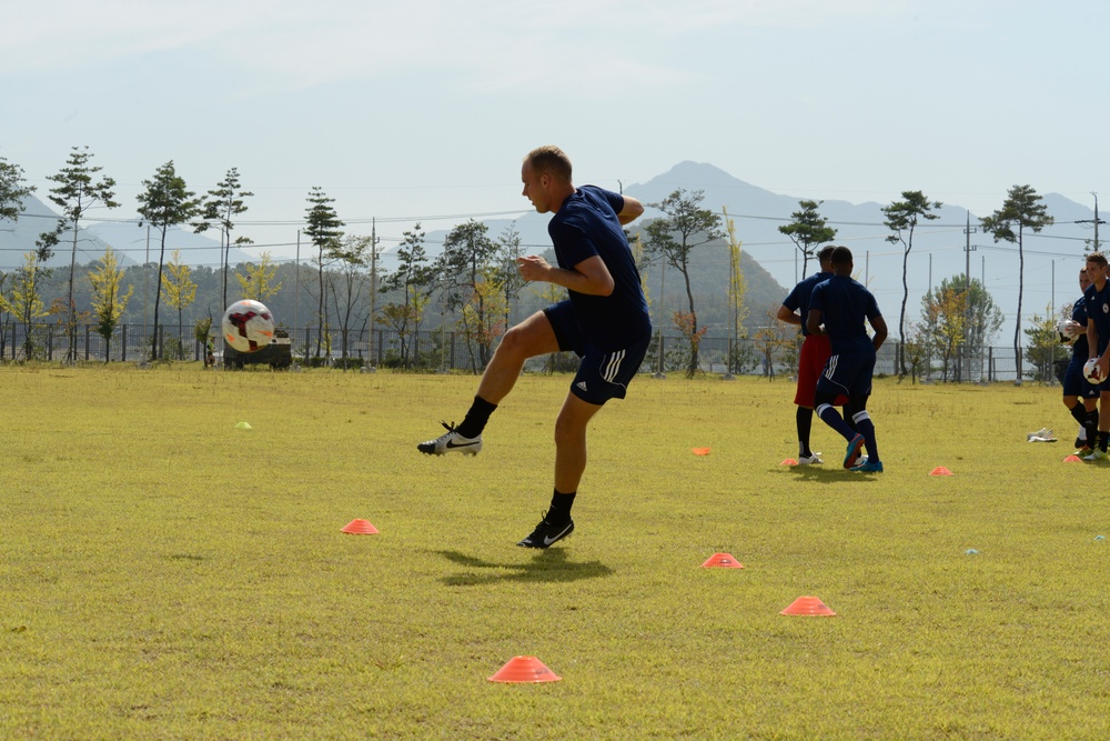 Armed Forces soccer practice in Korea