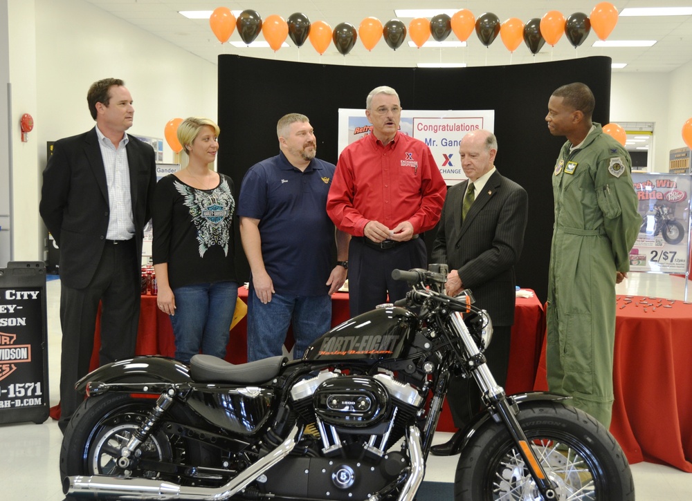 Barksdale Air Force Base retiree revs up with brand-new harley after winning exchange, Dr Pepper Contest