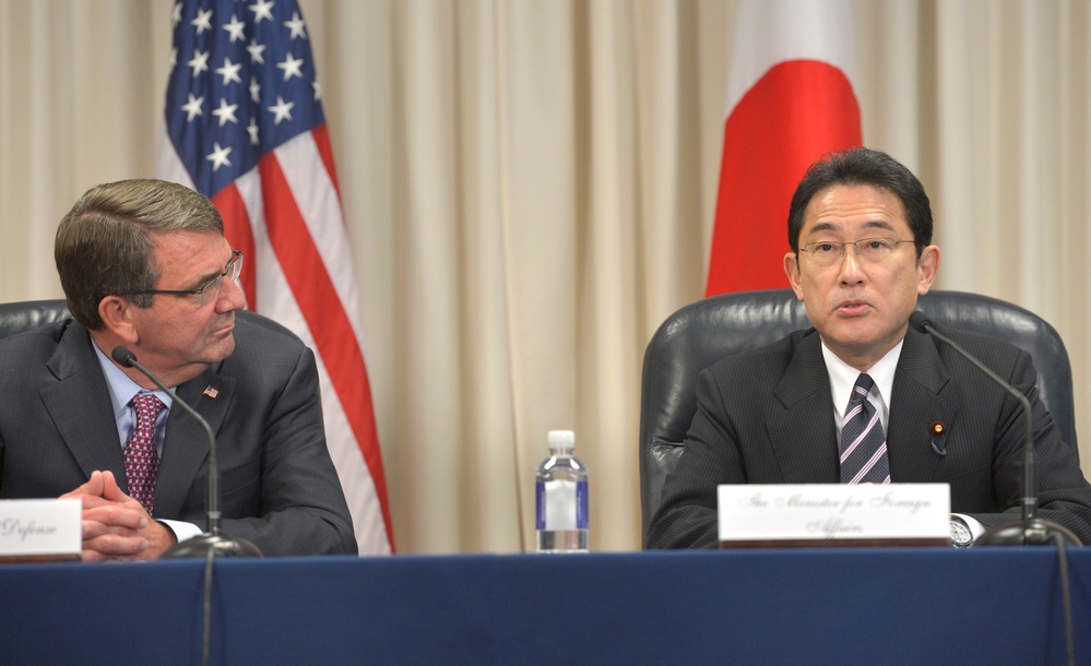 Secretary of Defense Ash Carter meets with Japan's Foreign Minister Fumio Kishida